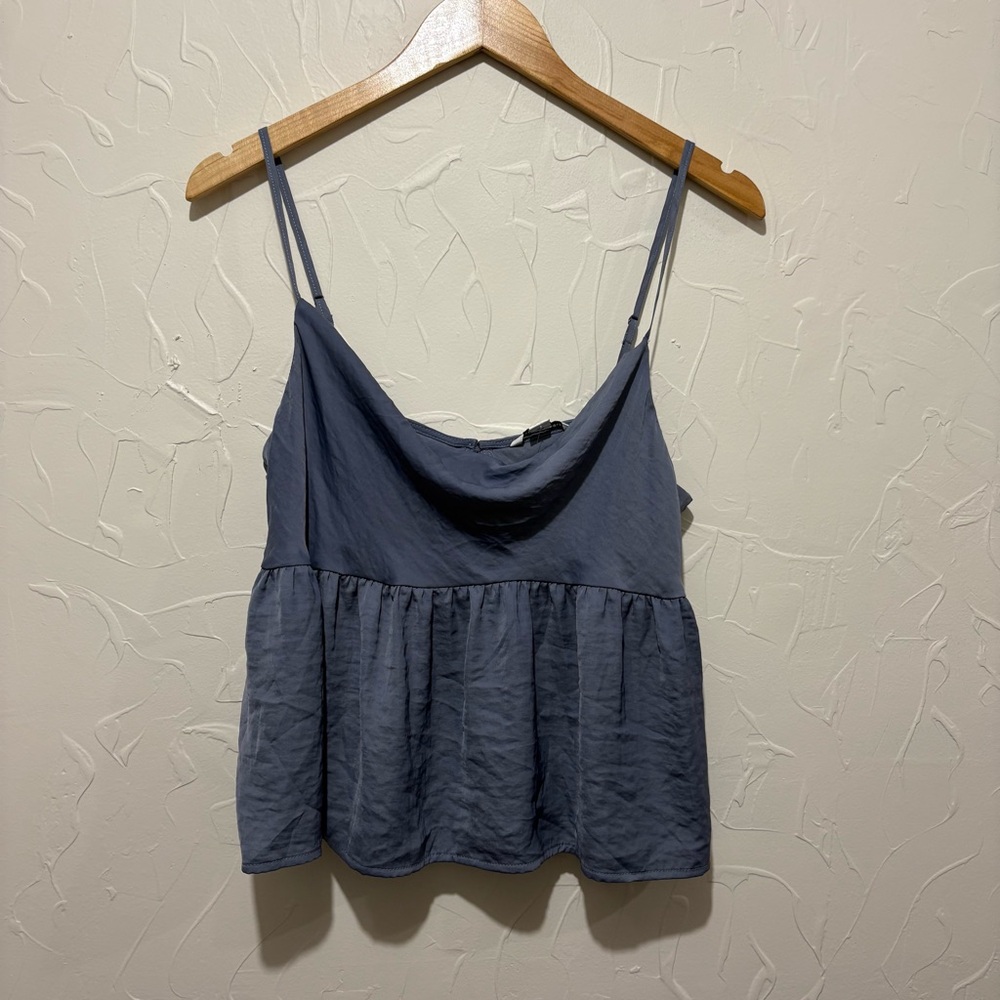 NWT American Eagle dusty blue cowl-neck babydoll tank top (medium)